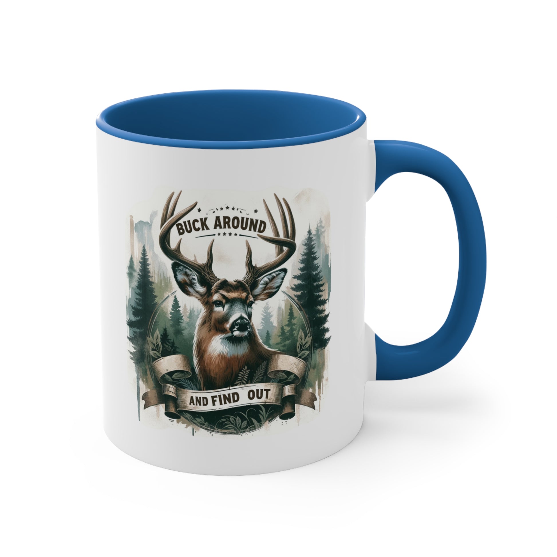 Accent Coffee Mug Cool Funny Deer Hunting Graphic Blue