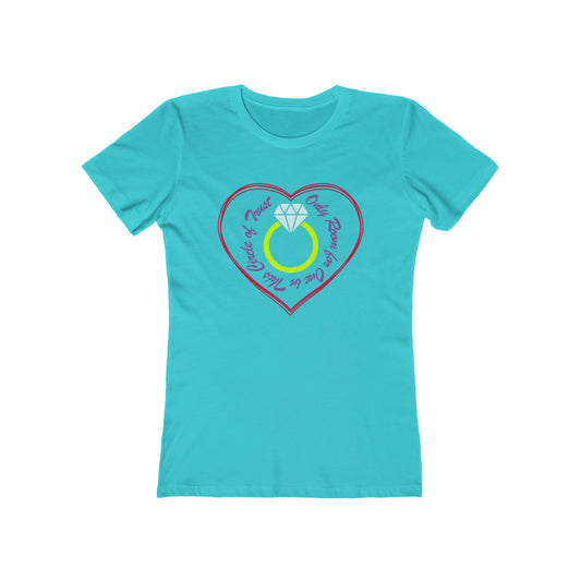 Turquoise t-shirt with a heart-shaped graphic design on a white background