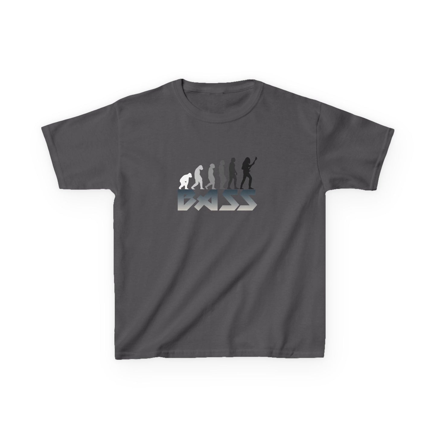 Gray t-shirt with 'BASS' evolution graphic on a white background