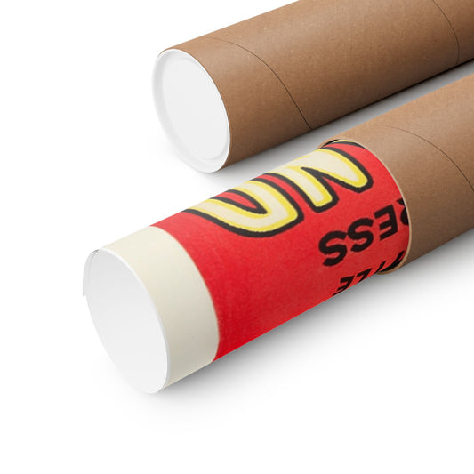 Two cardboard tubes with one labeled 'MEN'S' on a white background