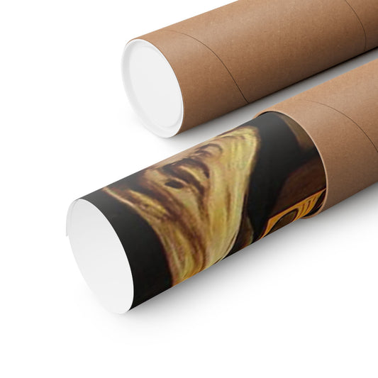 Two cardboard tubes with a printed design on a white background