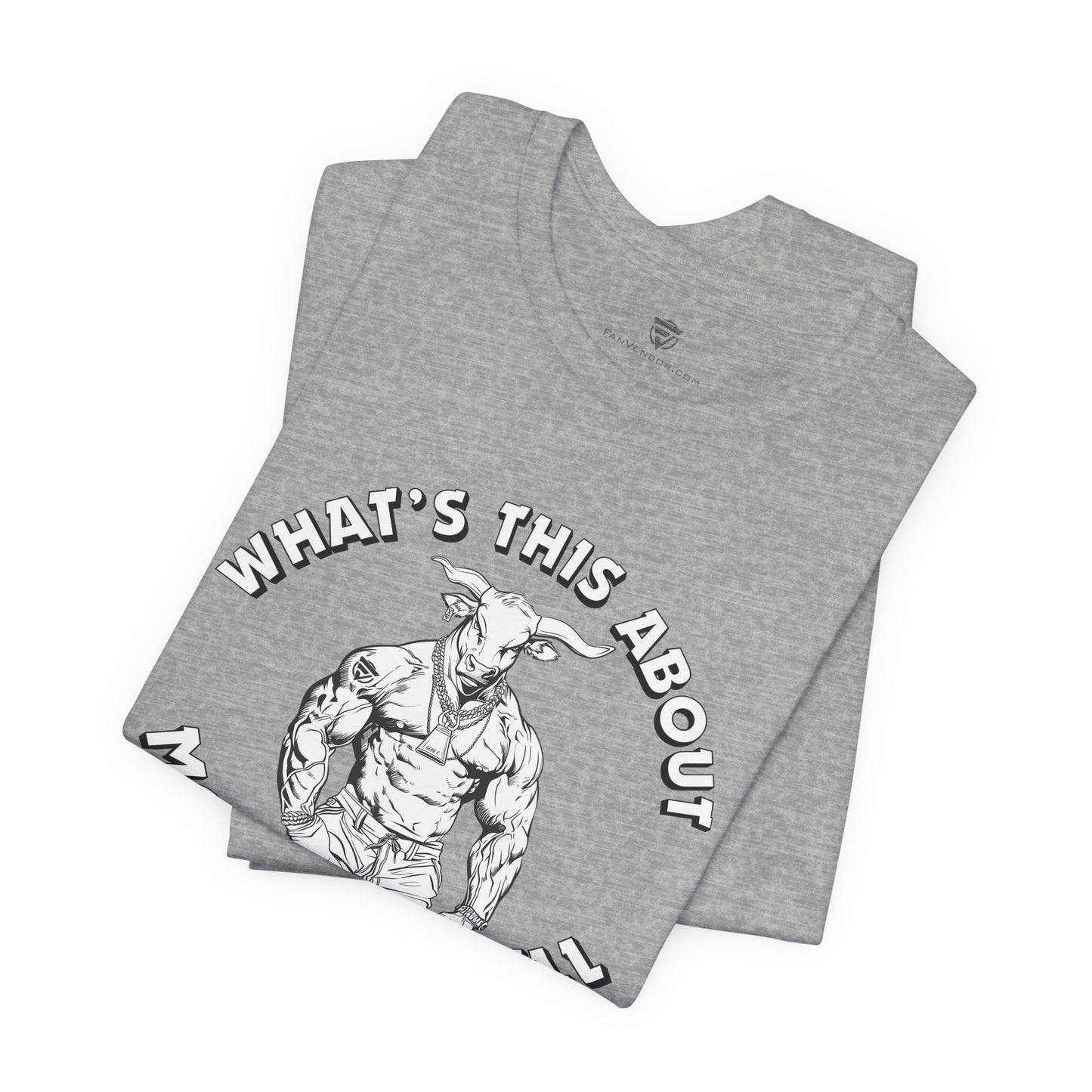 Black t-shirt with a graphic and text folded on a white background.