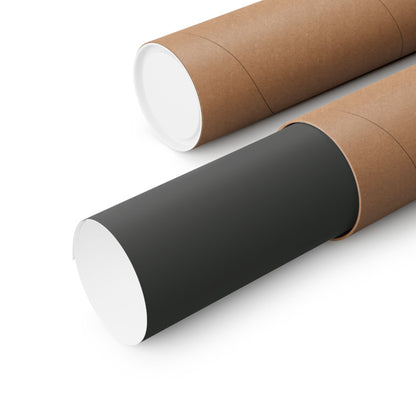 Two cardboard tubes, one brown and one black with a white cap, on a white background.