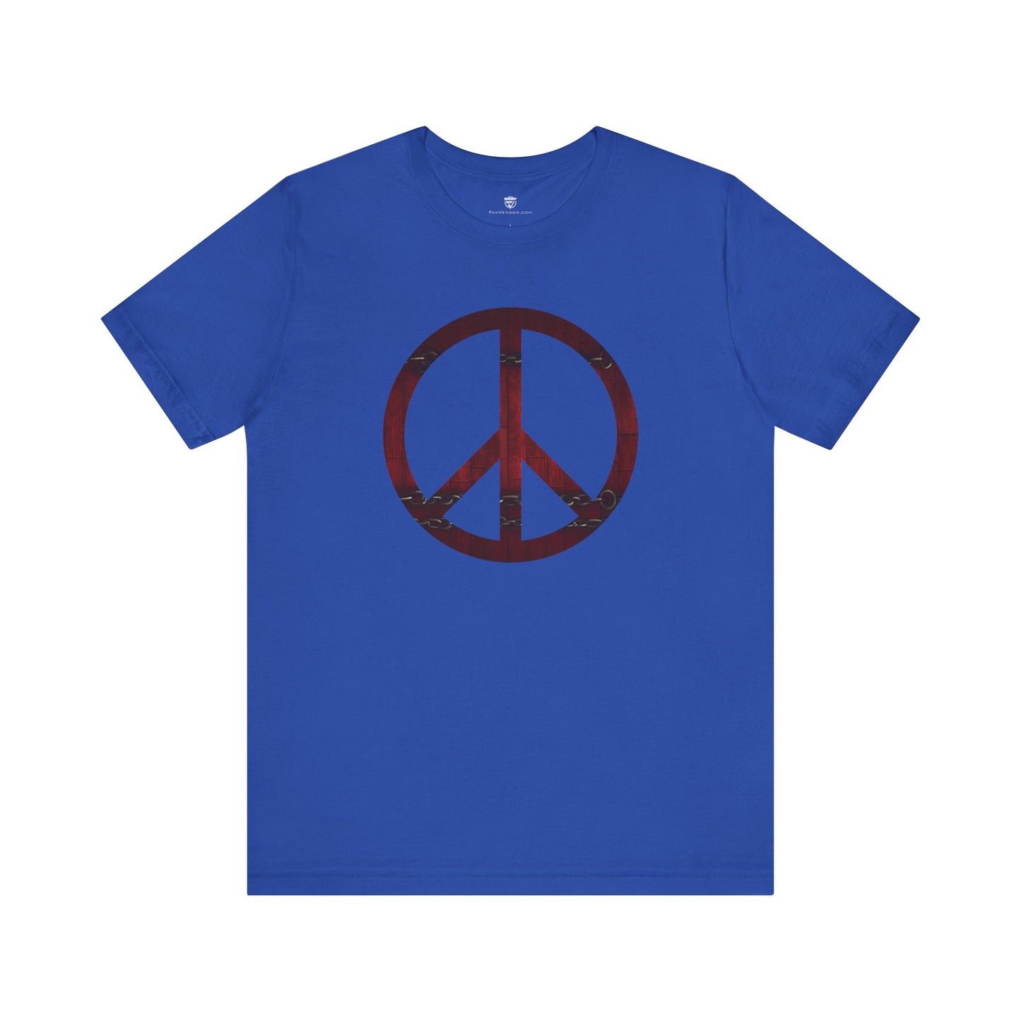 Unisex T-Shirt Chest Wood Peace Sign Blue