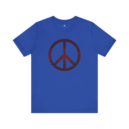 Unisex T-Shirt Chest Wood Peace Sign Blue