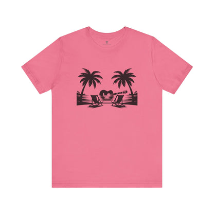 Unisex T-Shirt Guitar Music Beach Pink