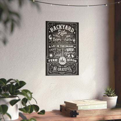 Cool Graphic Poster Backyard Rules Black