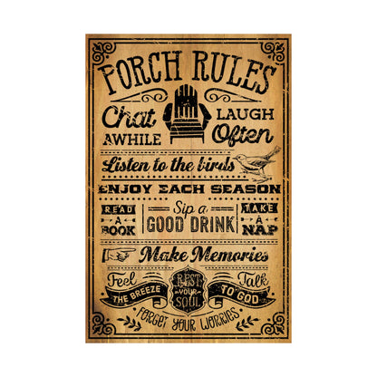 Decorative sign with text on a white background