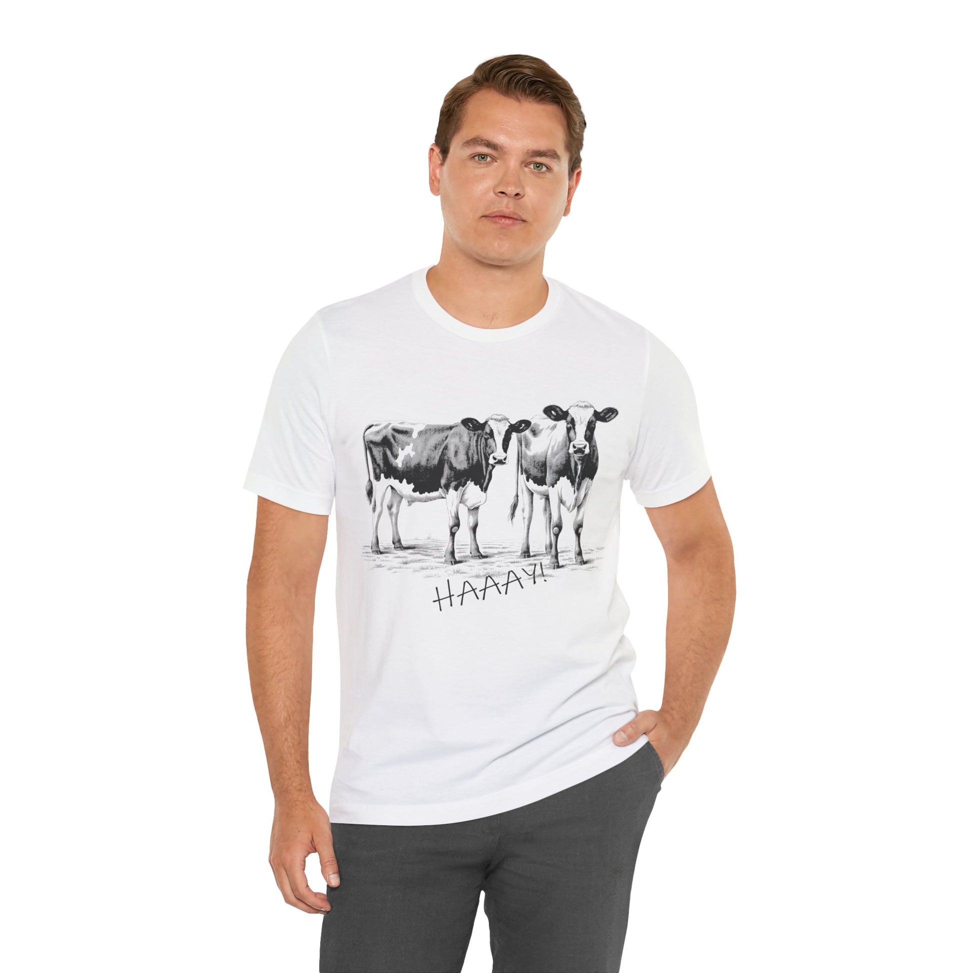 Funny Unisex T-Shirt Farm Cows White