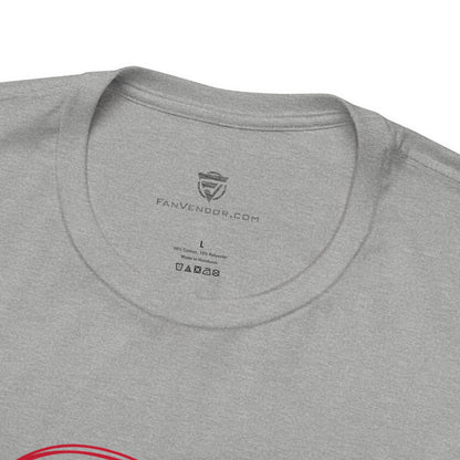 Gray t-shirt with 'Fanvendor.com' logo and text on the collar.