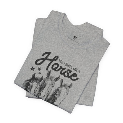 Gray t-shirt with horse design and text 