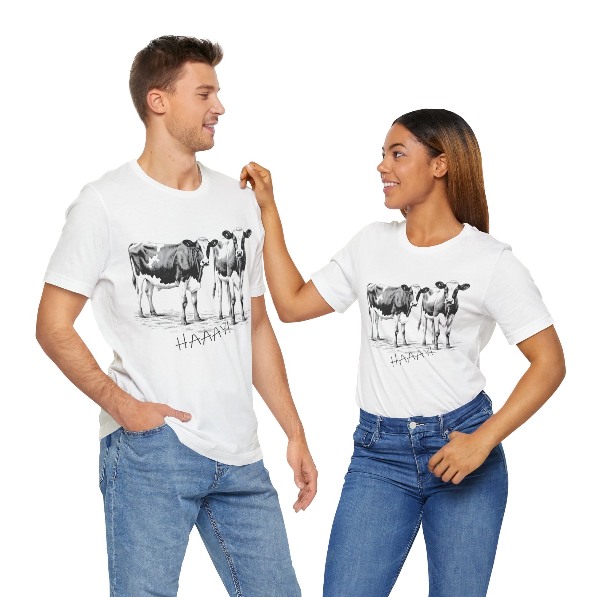 Funny Unisex T-Shirt Farm Cows White