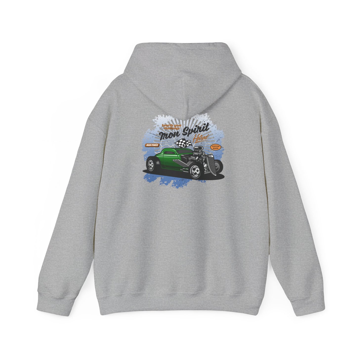 Cool Unisex Hoodie Hotrod Muscle Car Grey