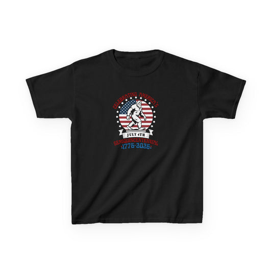 Black t-shirt with an elephant graphic and text on a white background