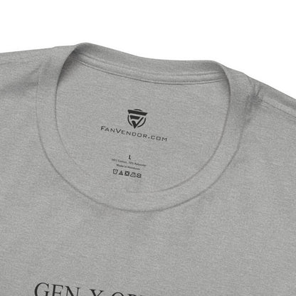 Gray t-shirt with 'Fanvendor.com' logo and text on the collar area.