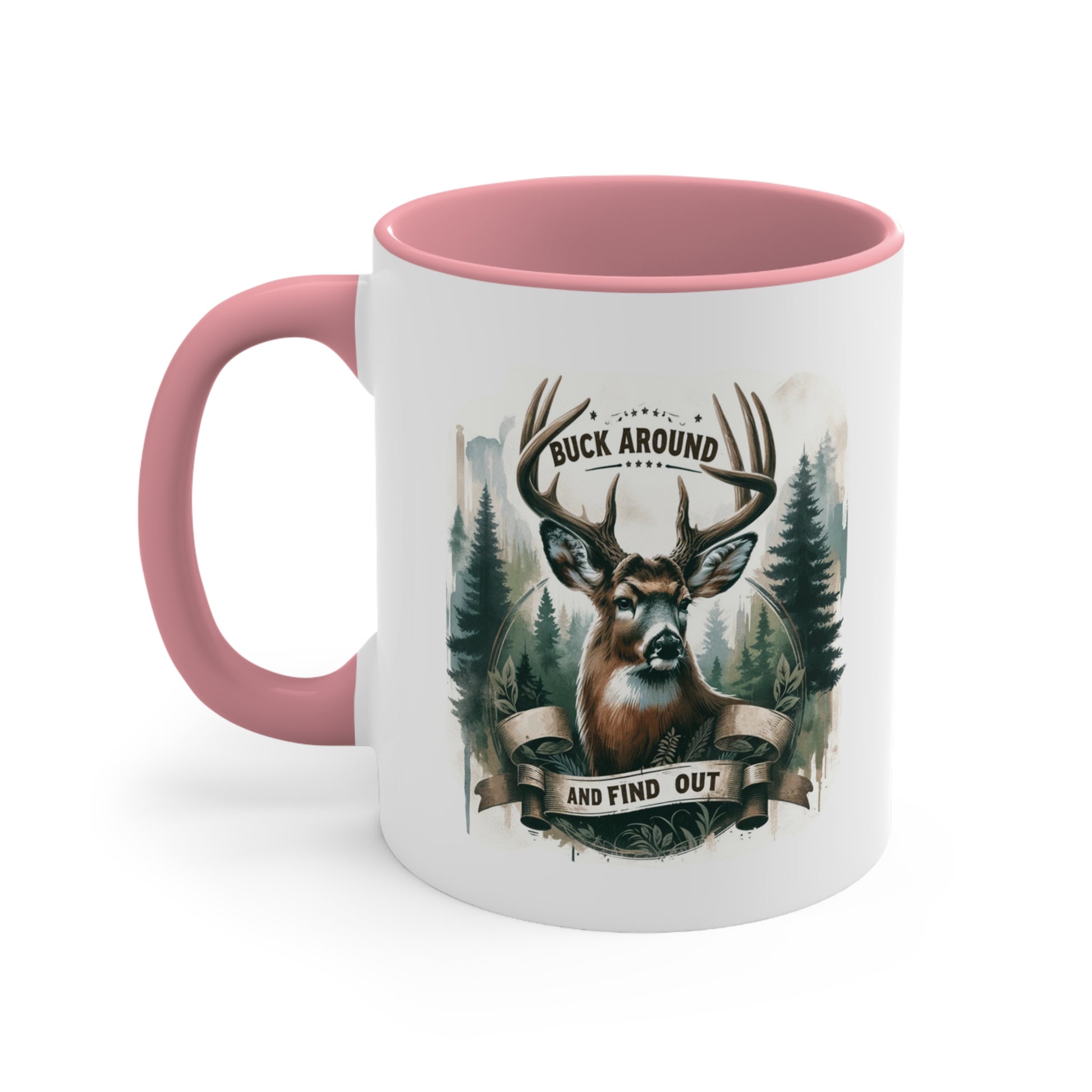 Accent Coffee Mug Cool Funny Deer Hunting Graphic Pink