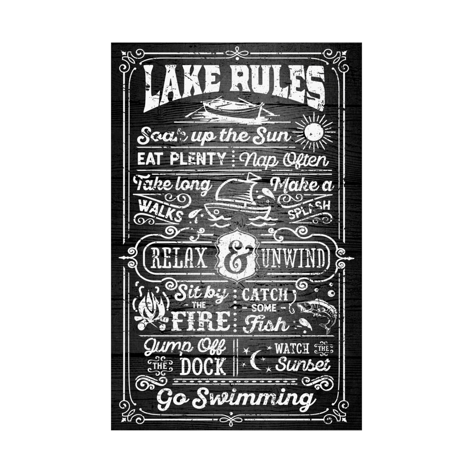 Cool Funny Poster Lake Boat Swimming 