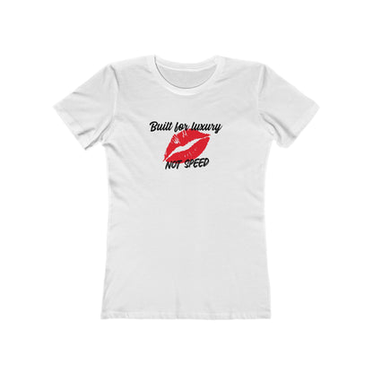 White t-shirt with red lips and text design on a white background