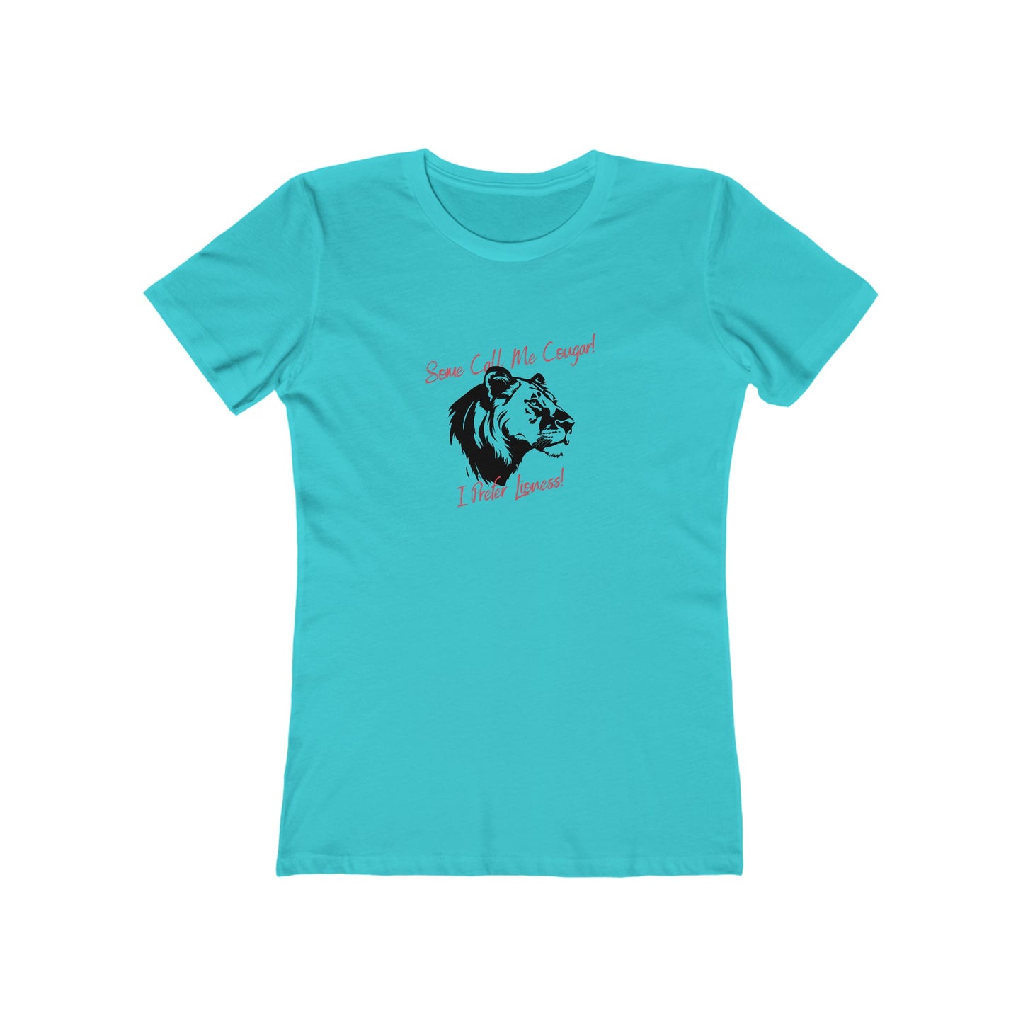 Turquoise t-shirt with a graphic of a bear and text on a white background