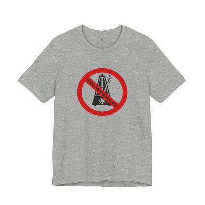 Gray t-shirt with a red and black graphic on a white background