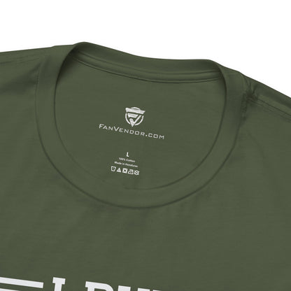 Green t-shirt with 'FanVendor.com' logo and text on a white background