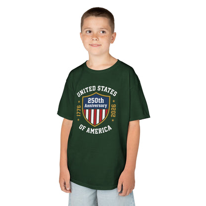 Boy wearing green patriotic t-shirt