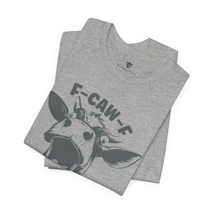 Gray t-shirt with a graphic design and text 