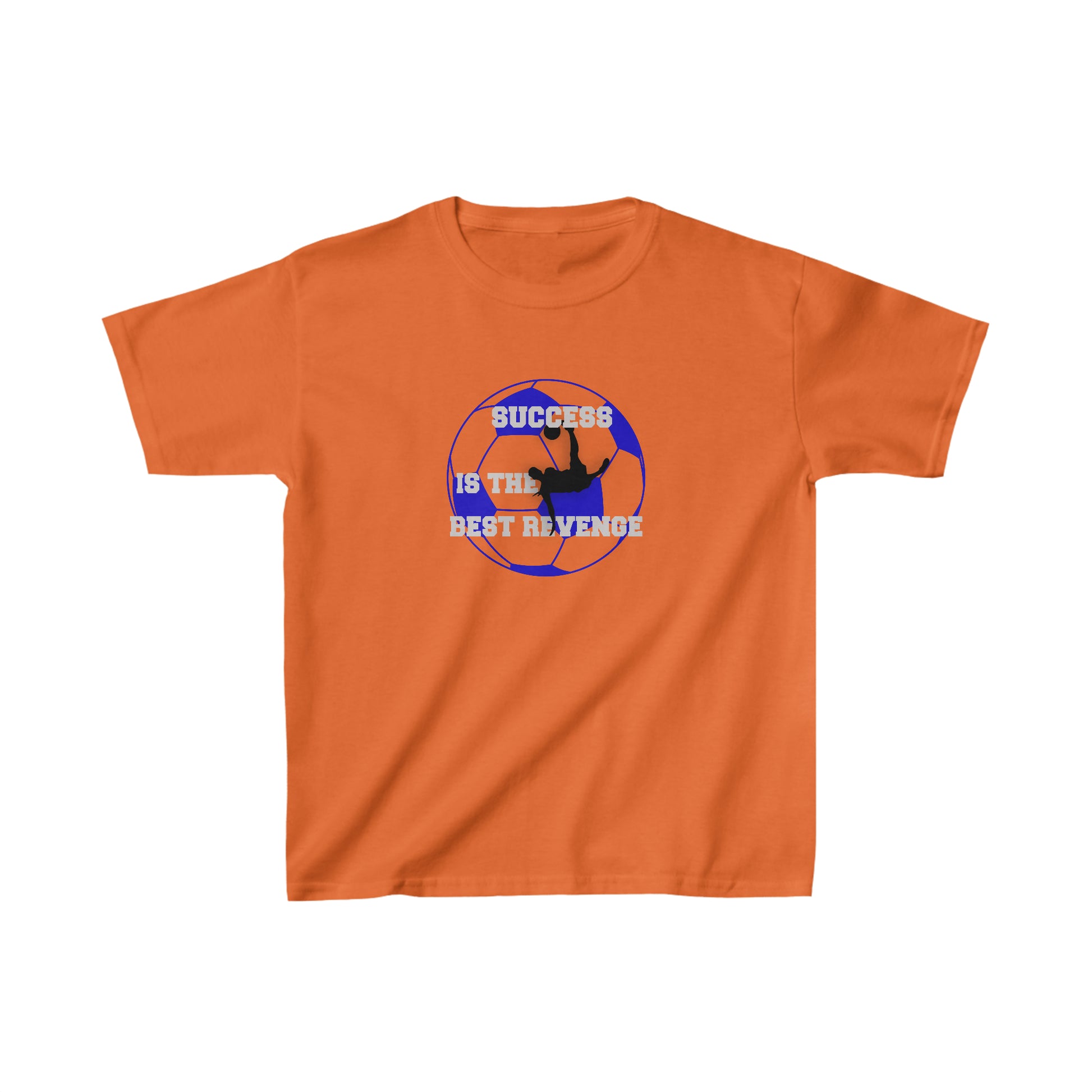 Kids Unisex T-Shirt Motivational Soccer Football Orange