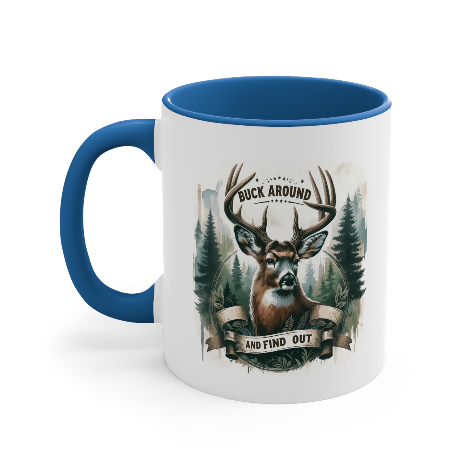 Accent Coffee Mug Cool Funny Deer Hunting Graphic Blue