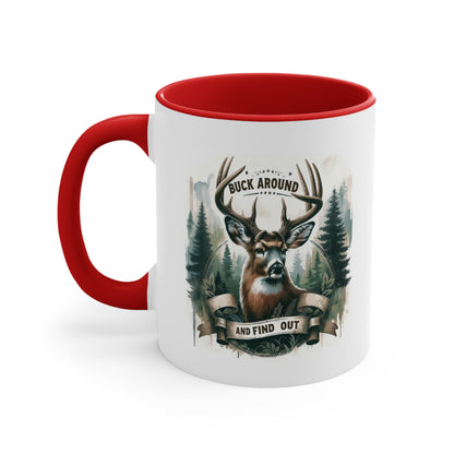 Accent Coffee Mug Cool Funny Deer Hunting Graphic Red