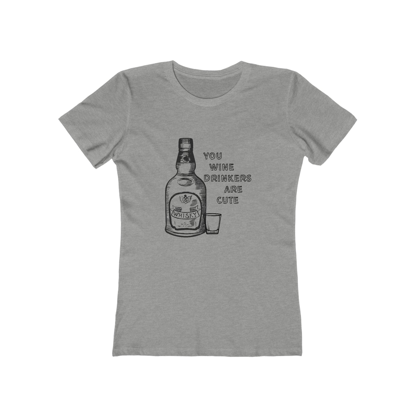 Funny Women's T-Shirt Wine Whiskey Grey