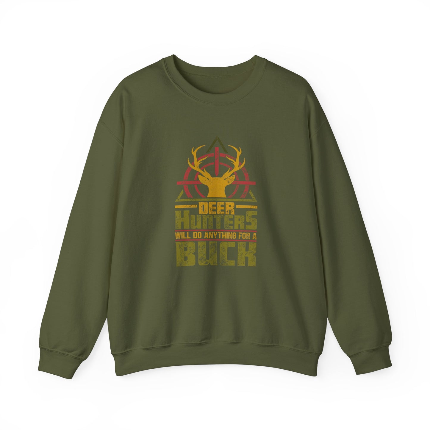 Unisex Funny Sweatshirt Deer Hunter  Green