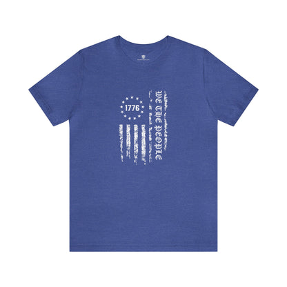 We The People American Flag T-Shirt  Heather Blue