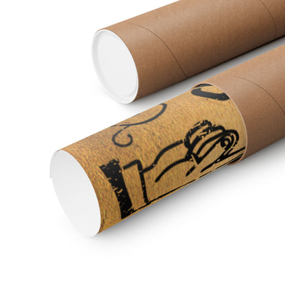 Two cardboard tubes with decorative band on a white background