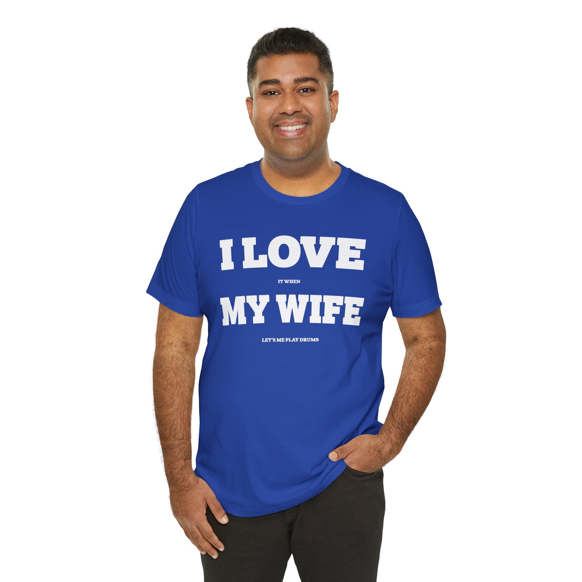 Funny Unisex T-Shirt Drummer Music Wife Blue