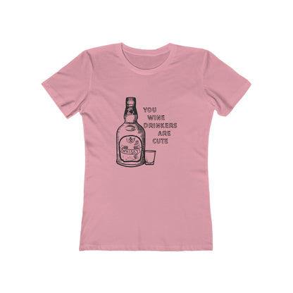 Funny Women's T-Shirt Wine Whiskey Pink