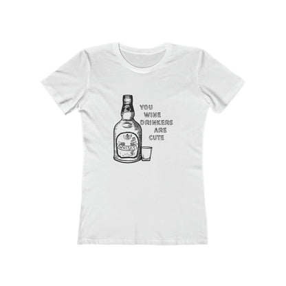 Funny Women's T-Shirt Wine Whiskey White