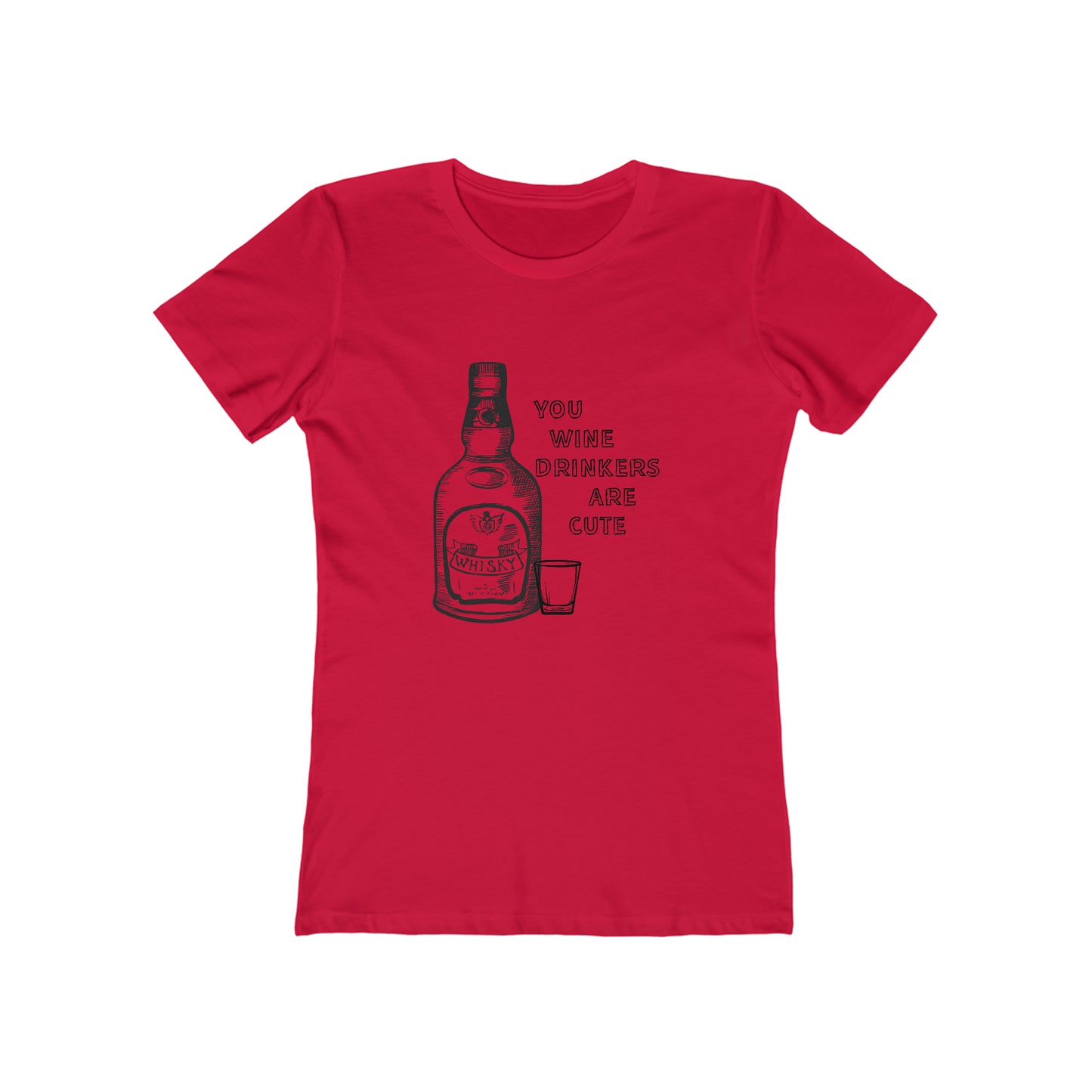 Funny Women's T-Shirt Wine Whiskey Red