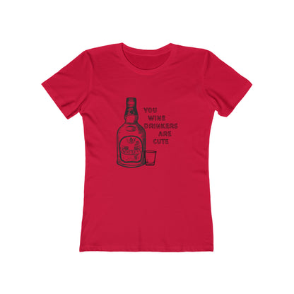 Funny Women's T-Shirt Wine Whiskey Red