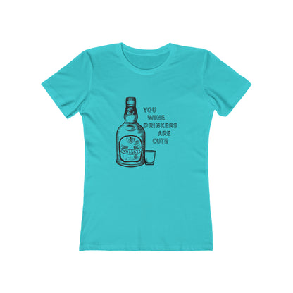 Funny Women's T-Shirt Wine Whiskey Blue