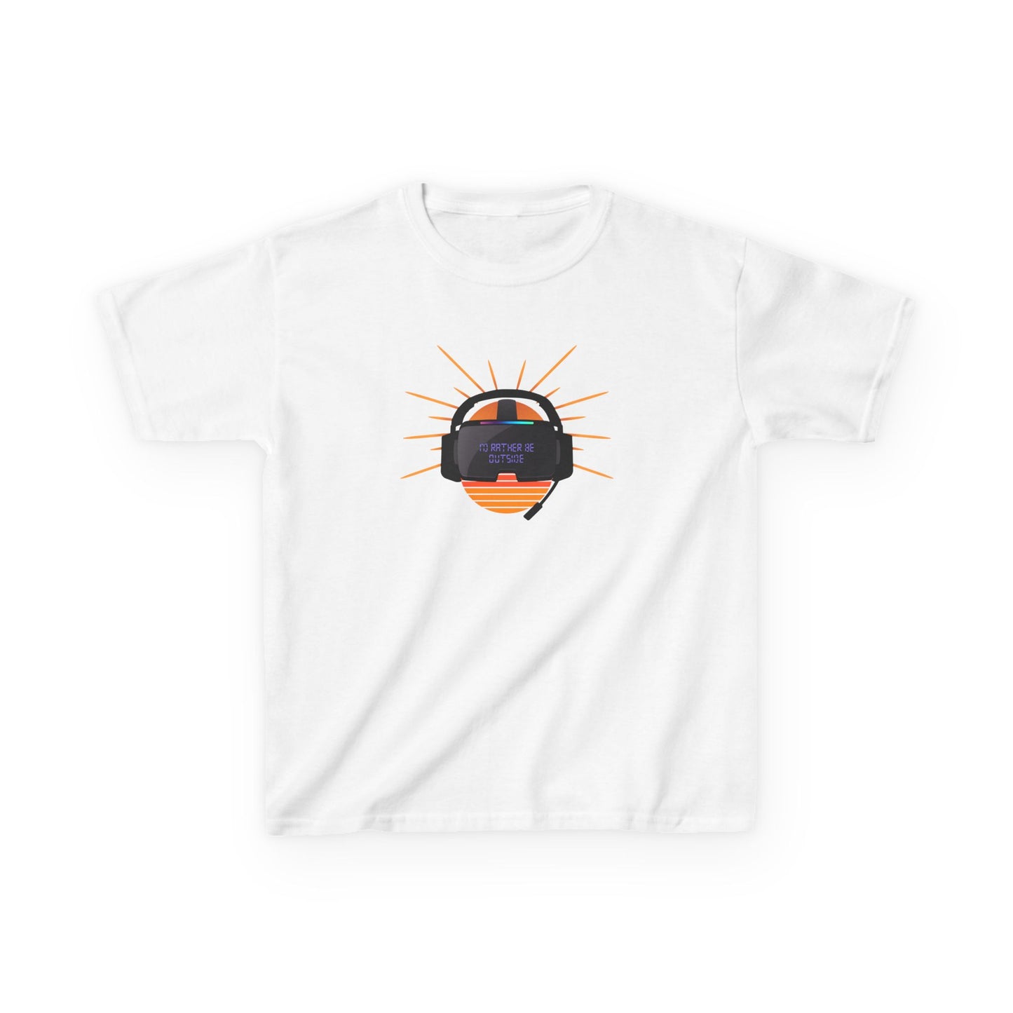 White t-shirt with a graphic design on a white background