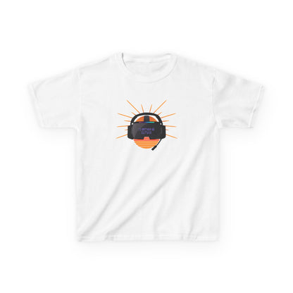 White t-shirt with a graphic design on a white background