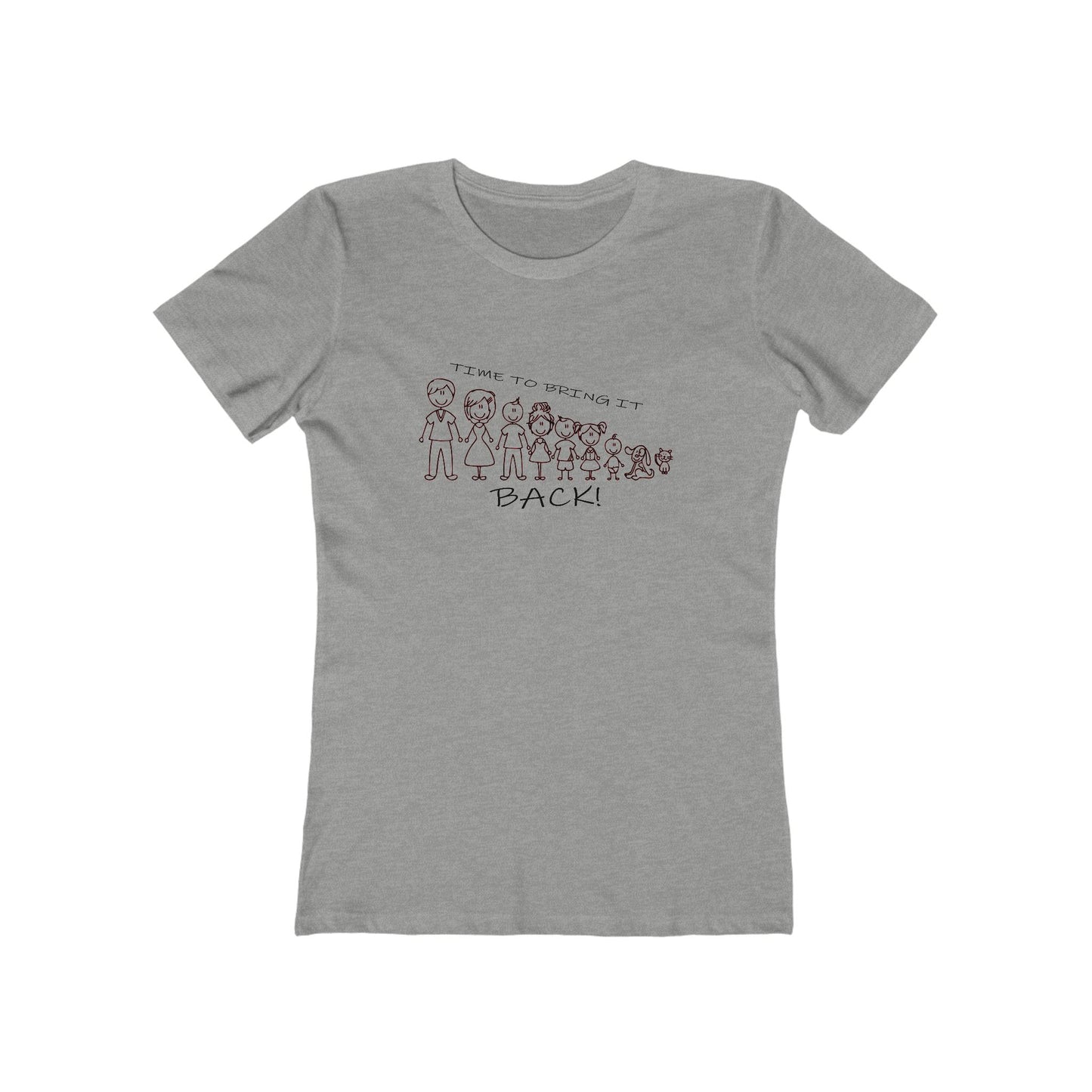 Gray t-shirt with a graphic design and text on a white background