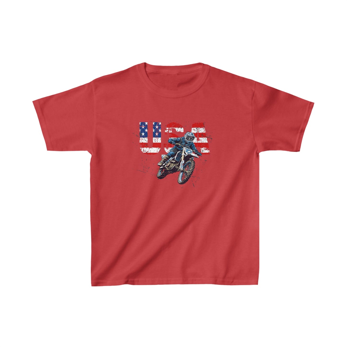 Kids Unisex T-Shirt USA Dirt Bike Red