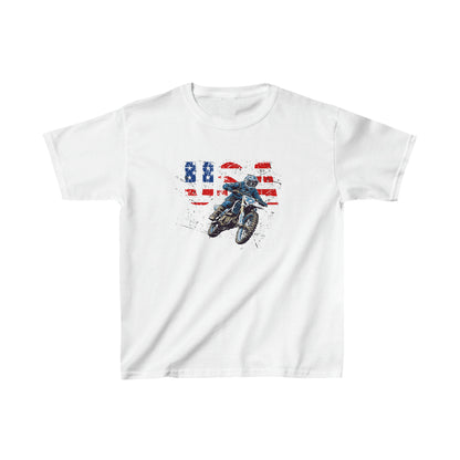 Kids Unisex T-Shirt USA Dirt Bike White