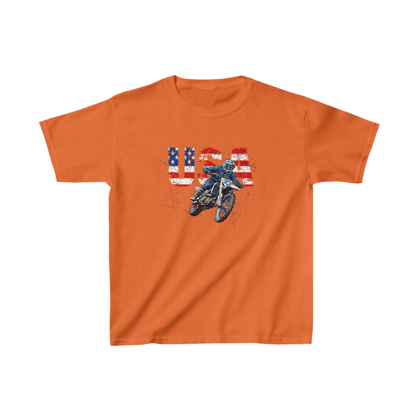 Kids Unisex T-Shirt USA Dirt Bike Orange