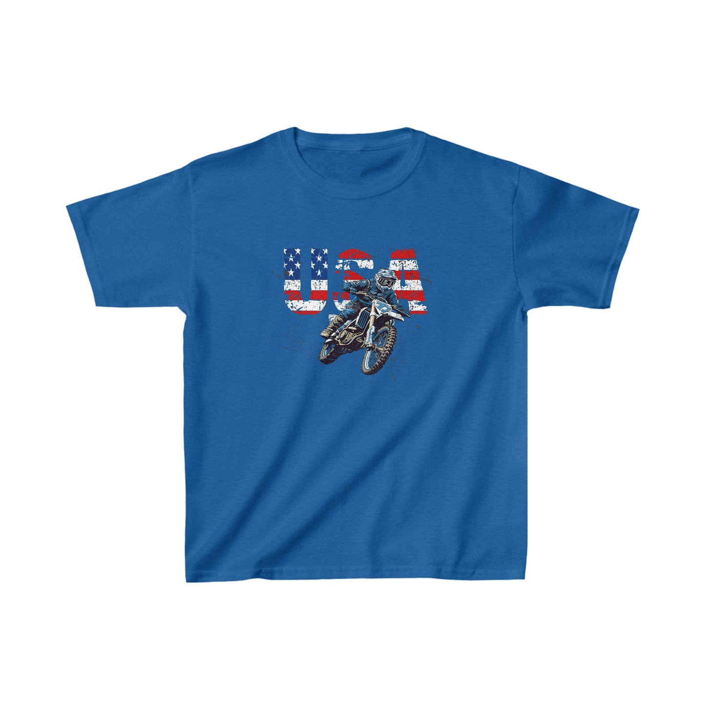 Kids Unisex T-Shirt USA Dirt Bike Blue