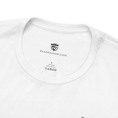 White t-shirt with 'Fanvendor.com' logo and text on a white background