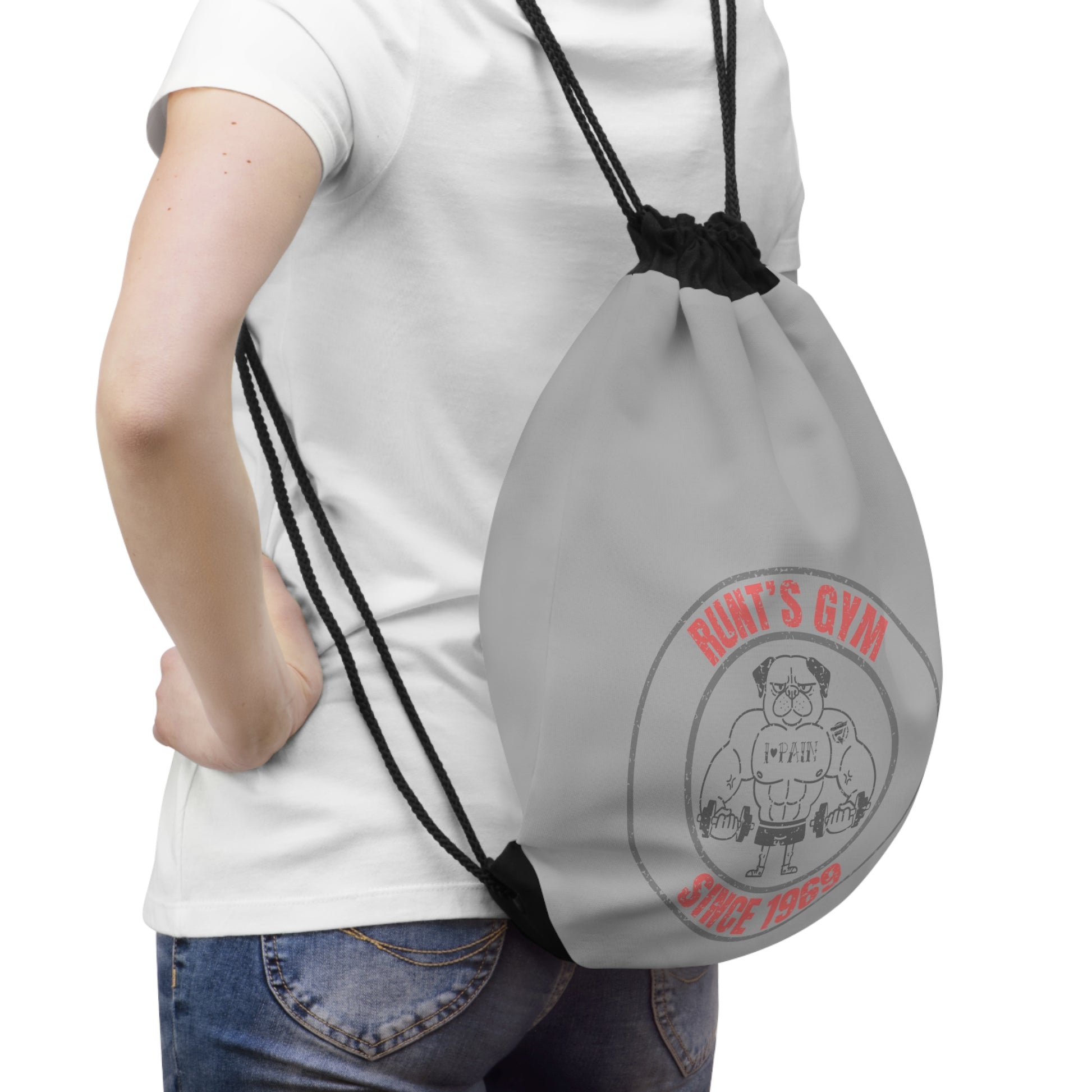 Athletic Drawstring Bag Gym Fitness Grey