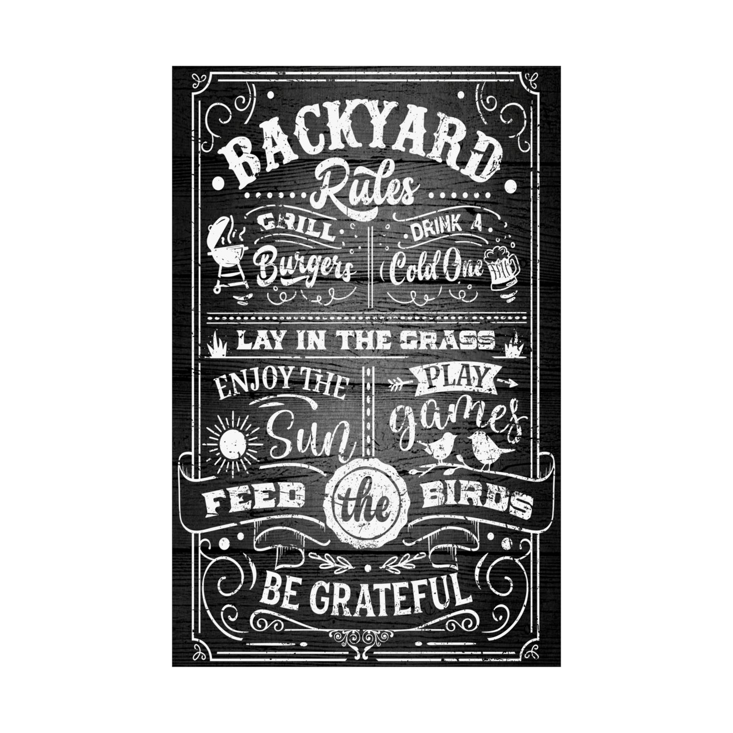 Cool Graphic Poster Backyard Rules Black